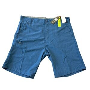 BURNSIDE Mens Hybrid Series Performance Stretch Land + Sea Blue Shorts 36 NWT